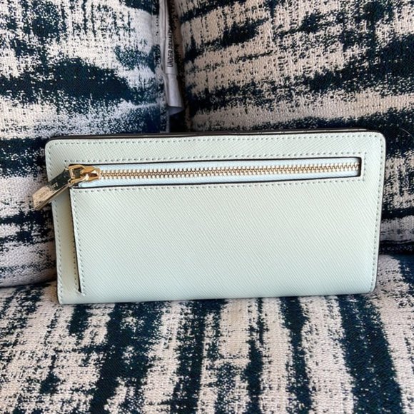 Kate Spade Staci Large Slim Bifold Wallet Crystal Blue - Picture 2 of 14